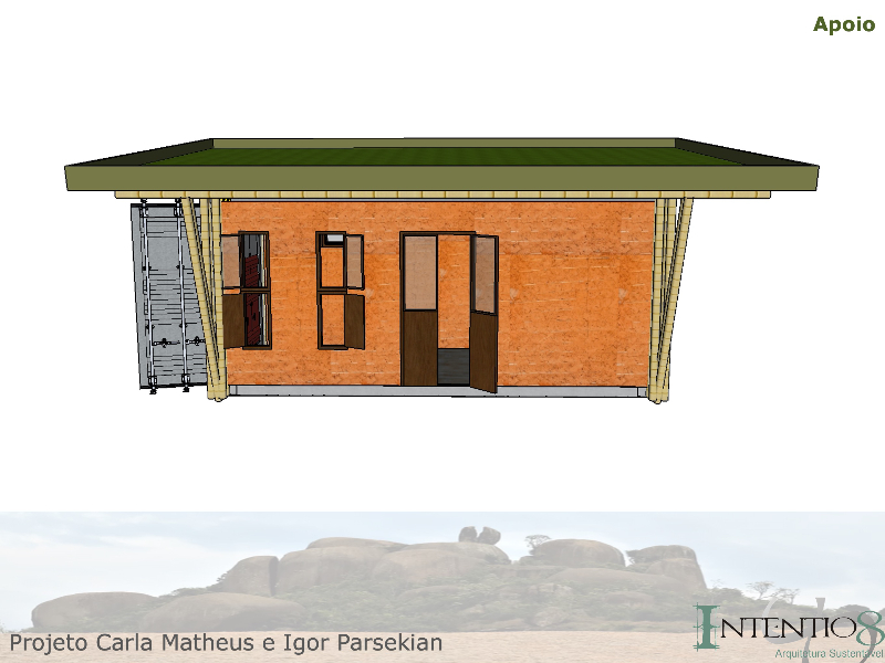 Container, terra e bambu